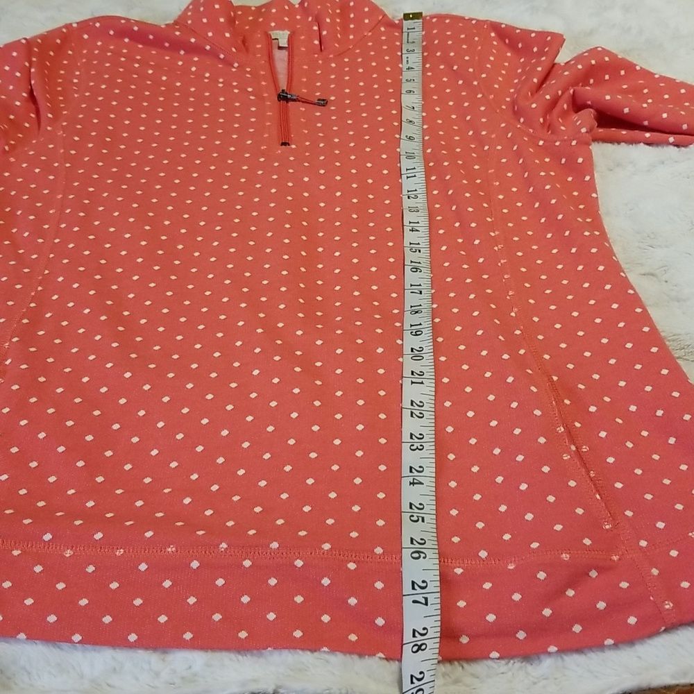 Talbots Top Womens Size Large Pink Polka Dot Quarter Zip Pullover - Picture 4 of 8